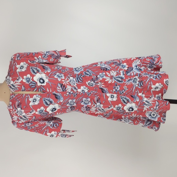 Tokito Womens Dress Size 6 Pink Grey Floral Short Sleeve Fit & Flare Keyhole NEW - Picture 13 of 16